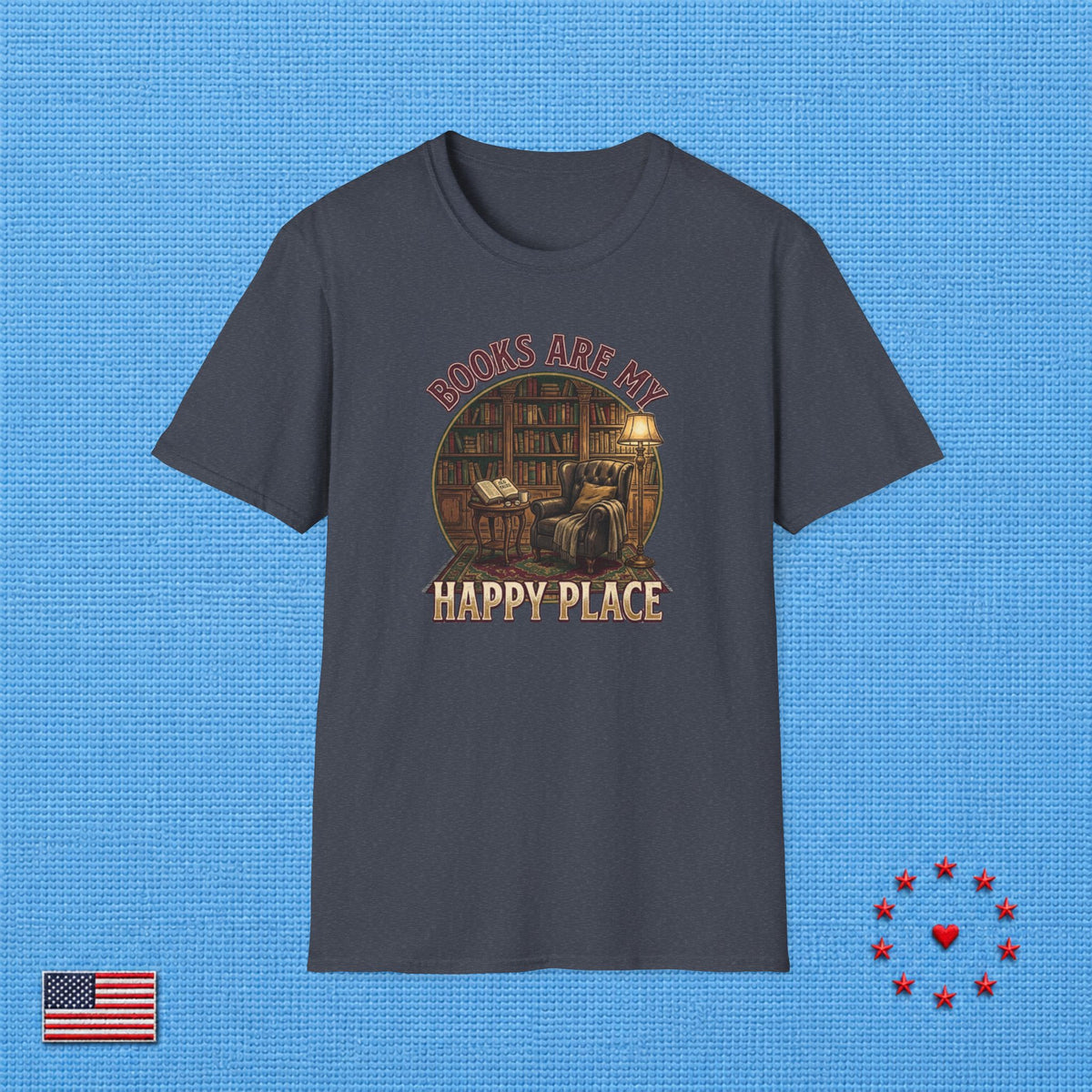 BOOKS ARE MY HAPPY PLACE T‑Shirt