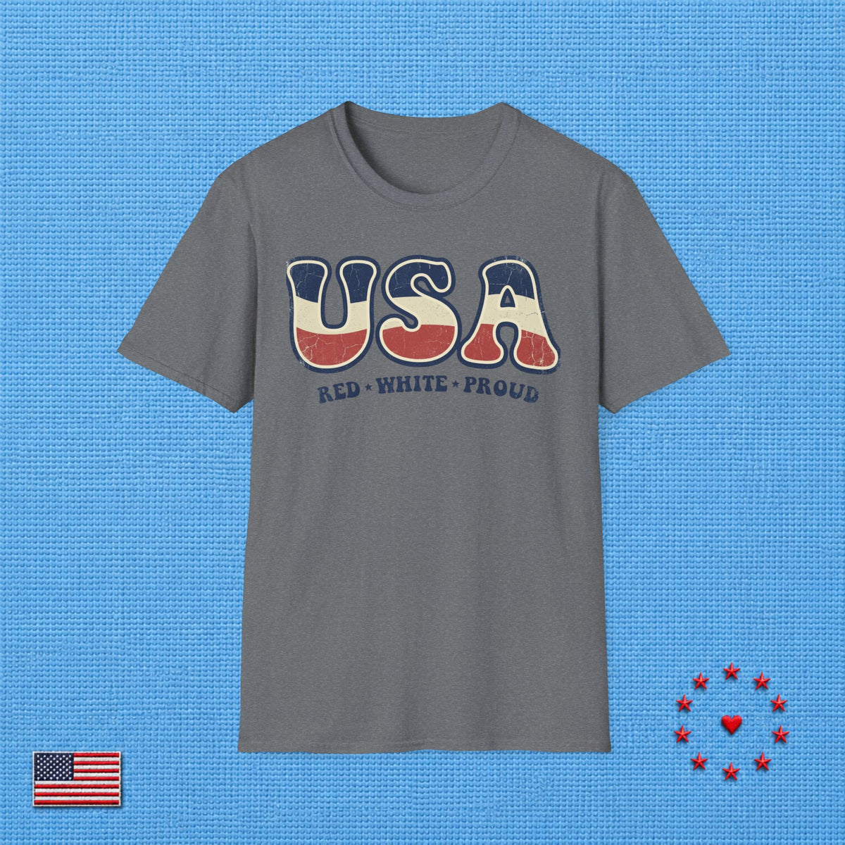 USA RED WHITE PROUD T‑Shirt