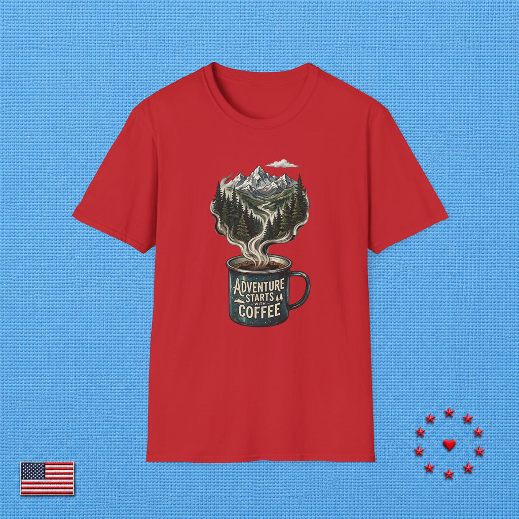 Adventure Starts With Coffee T‑Shirt
