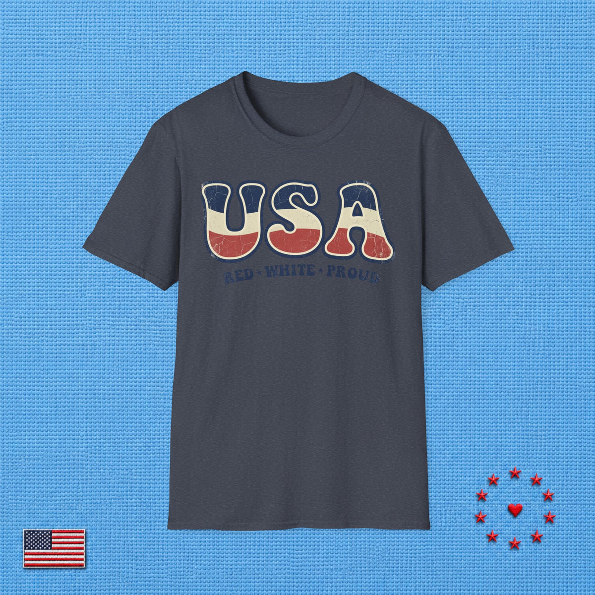 USA RED WHITE PROUD T‑Shirt