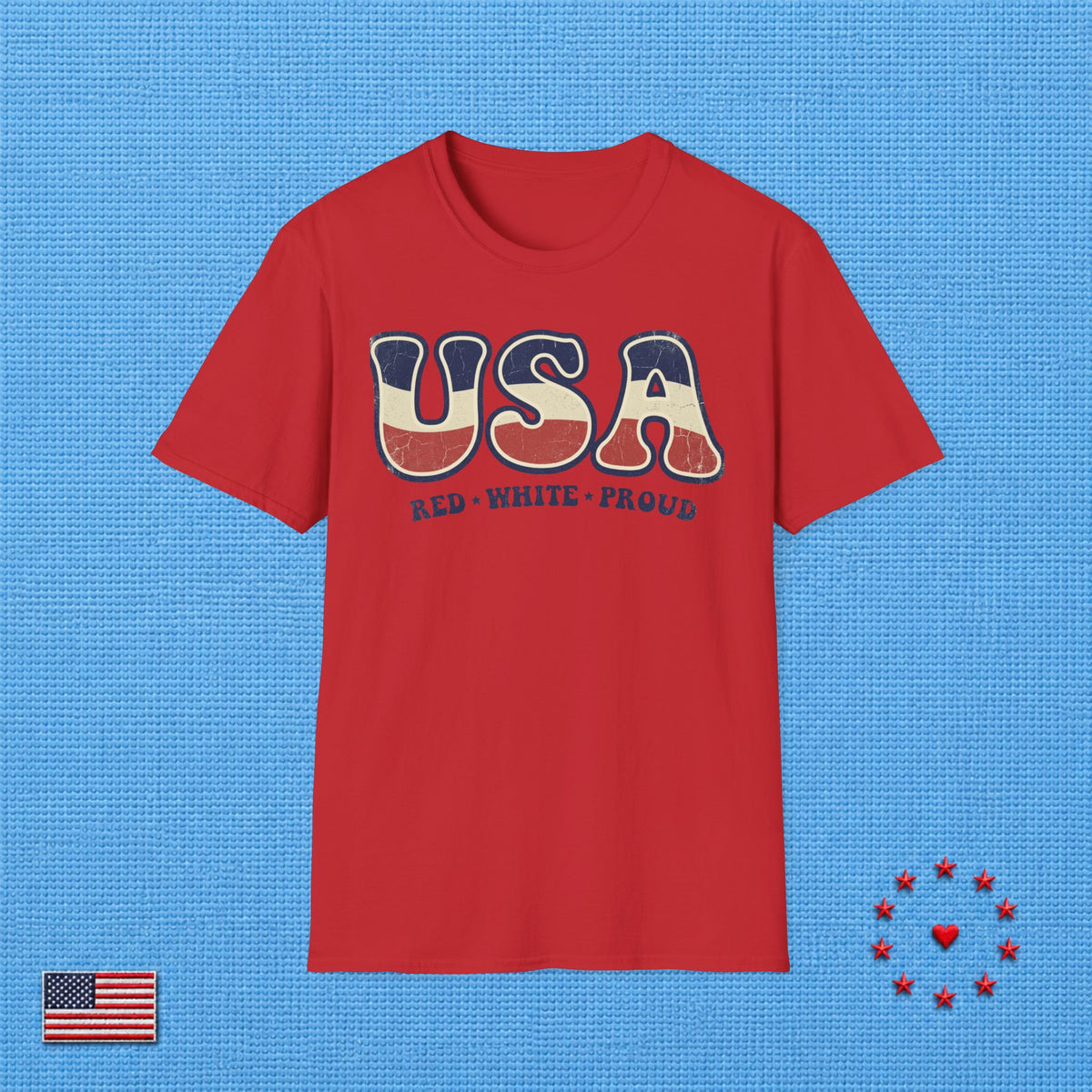 USA RED WHITE PROUD T‑Shirt