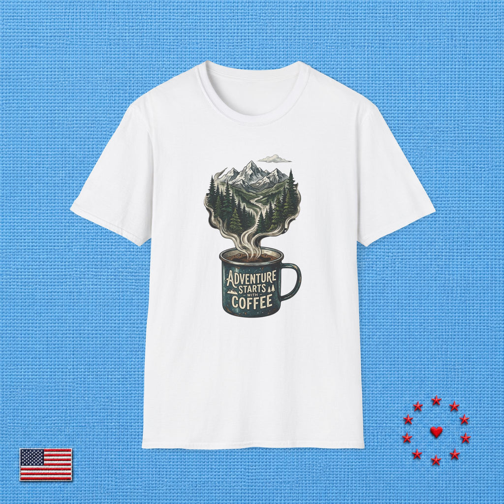 Adventure Starts With Coffee T‑Shirt
