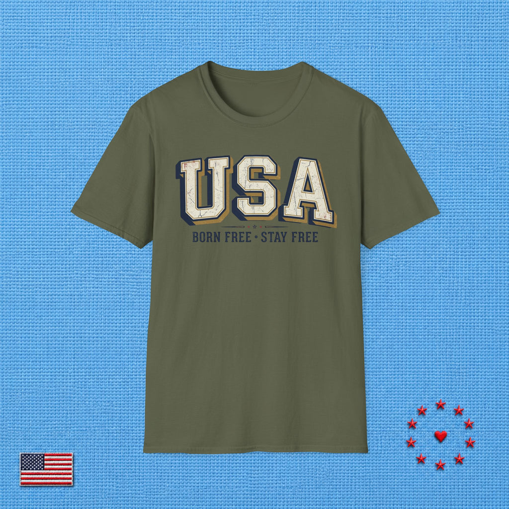 USA BORN FREE STAY FREE A T‑Shirt