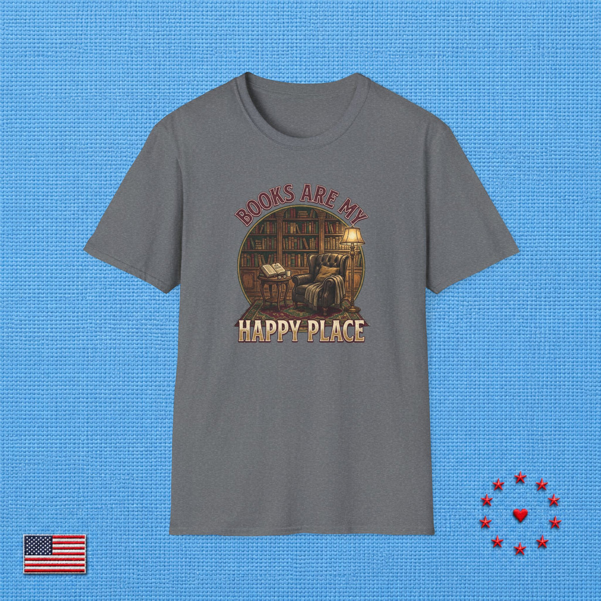 BOOKS ARE MY HAPPY PLACE T‑Shirt